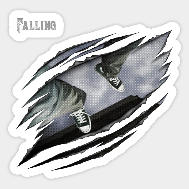 Pop Surrealism Original Art - Falling Sticker by norules